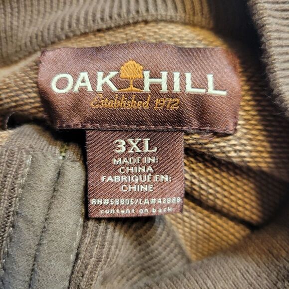 Oak Hill Brown Two Tone Cotton Knit Quarter Zip Pullover Sweater Elbow Patches - Picture 5 of 8